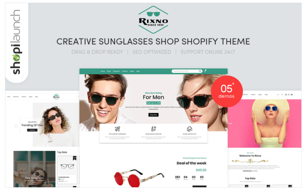 Rixno - Creative Sunglasses Shop Shopify Theme