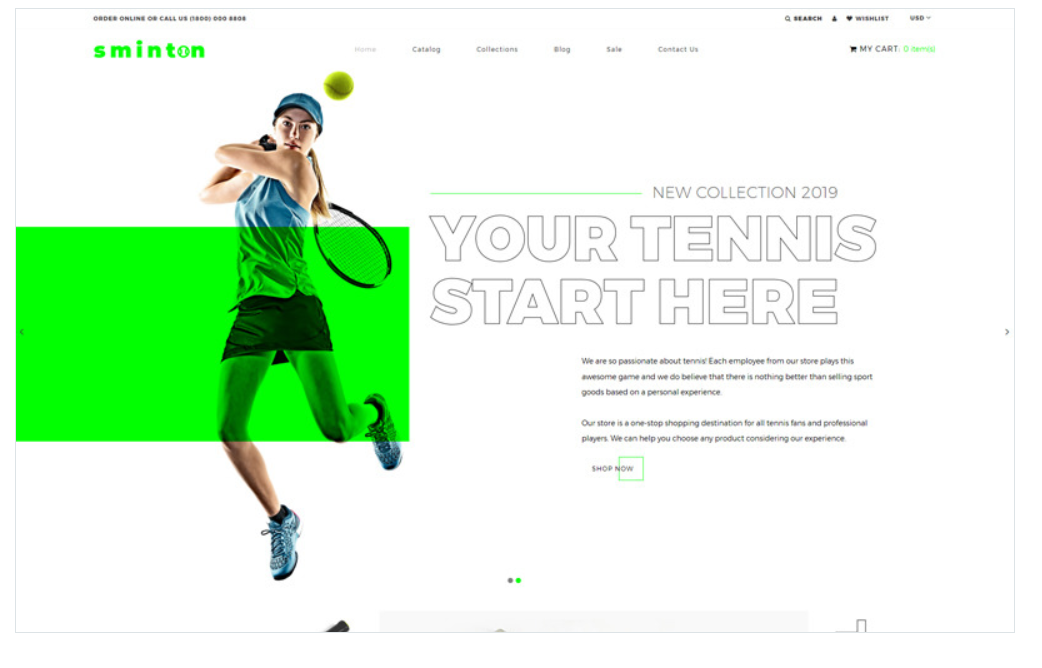 Sminton - Tennis Store Clean Shopify Theme