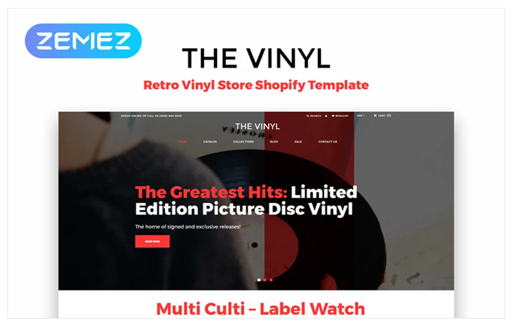The Vinyl - Music Store eCommerce Creative Shopify Theme