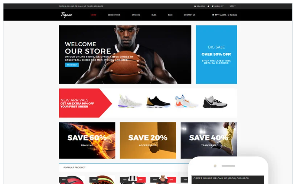 Tigers - Basketball Store Modern Shopify Theme